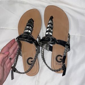 Super cute black and silver guess sandal